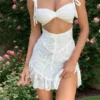 Women Lace White Mini Dress